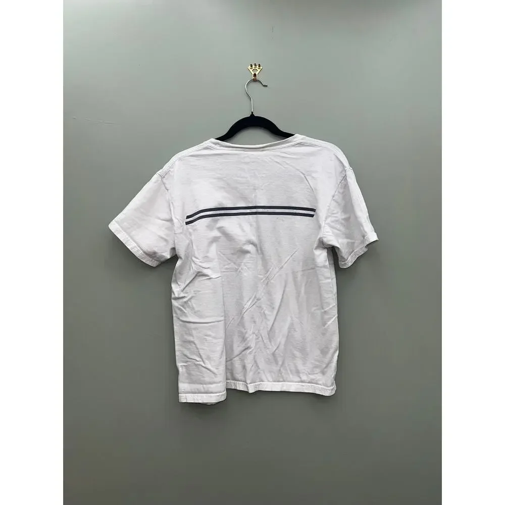 Nike Graphic Stripe Logo T Shirt White Short Sleeve Cotton Tee Small
